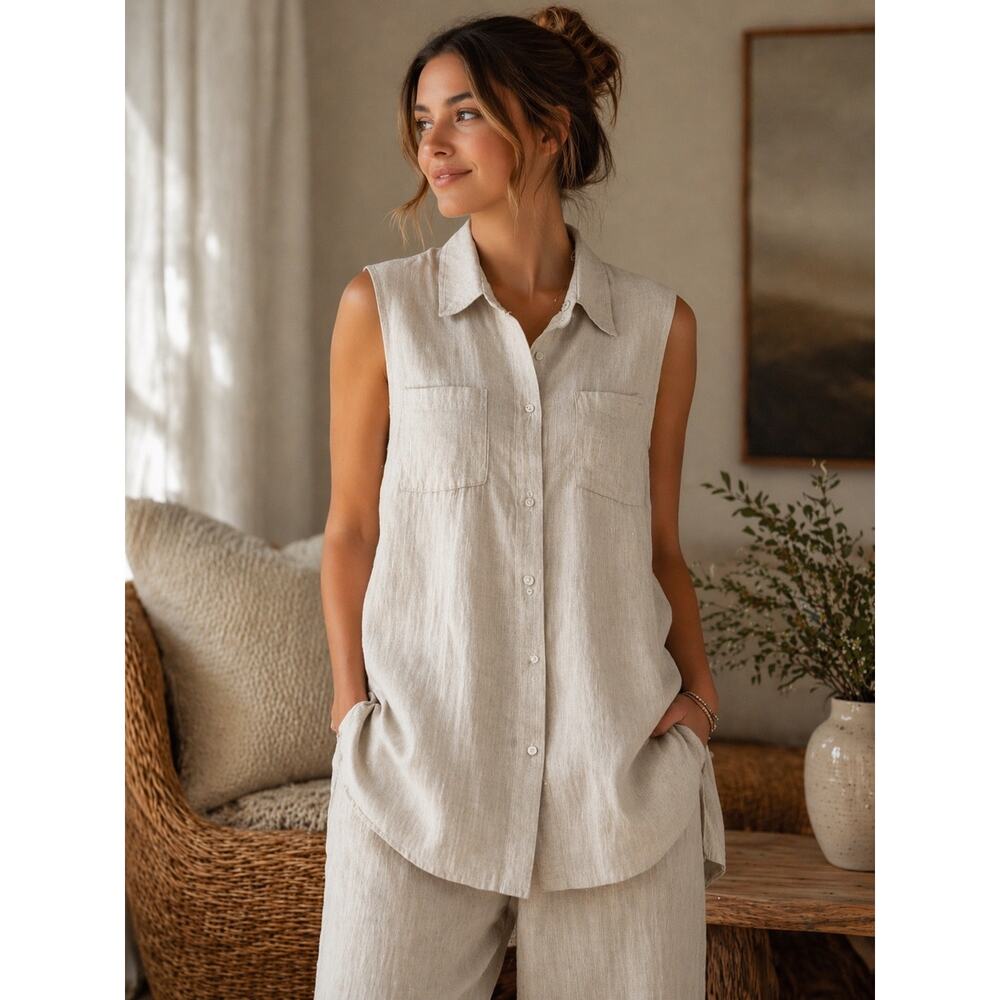 NWOT H&M Linen Sleeveless Tunic Top M